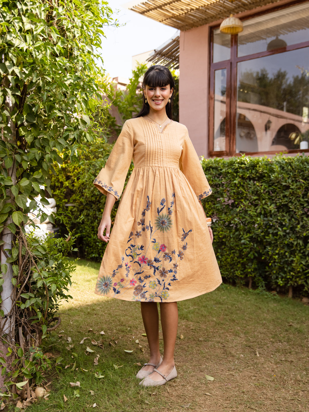 Sell Beige Embroidery Dress S Sell Beige Embroidery Dress S