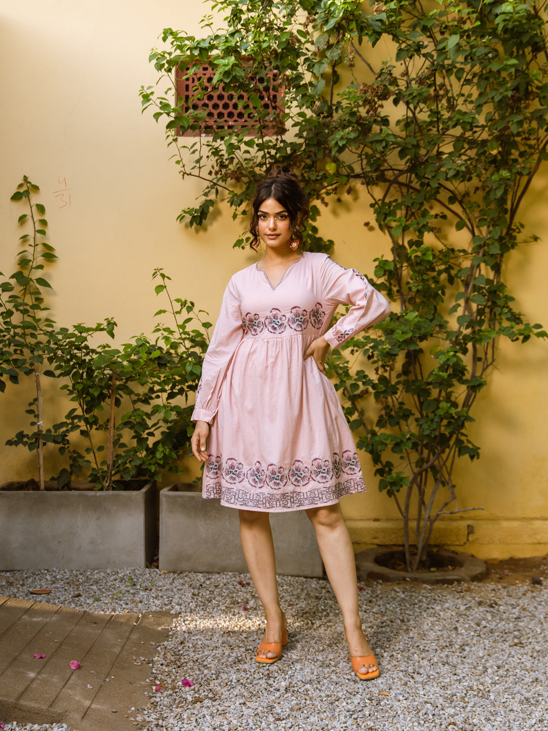 Lillya Pink Embroidery Dress