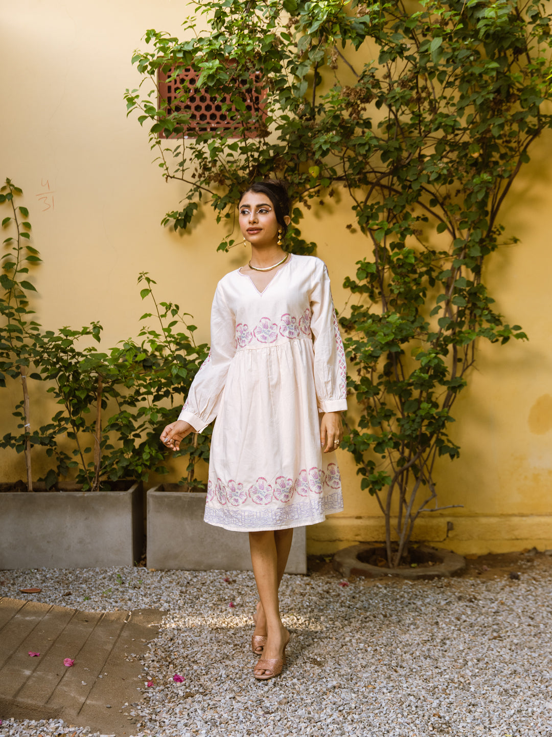 Lillya Off White Embroidery Dress