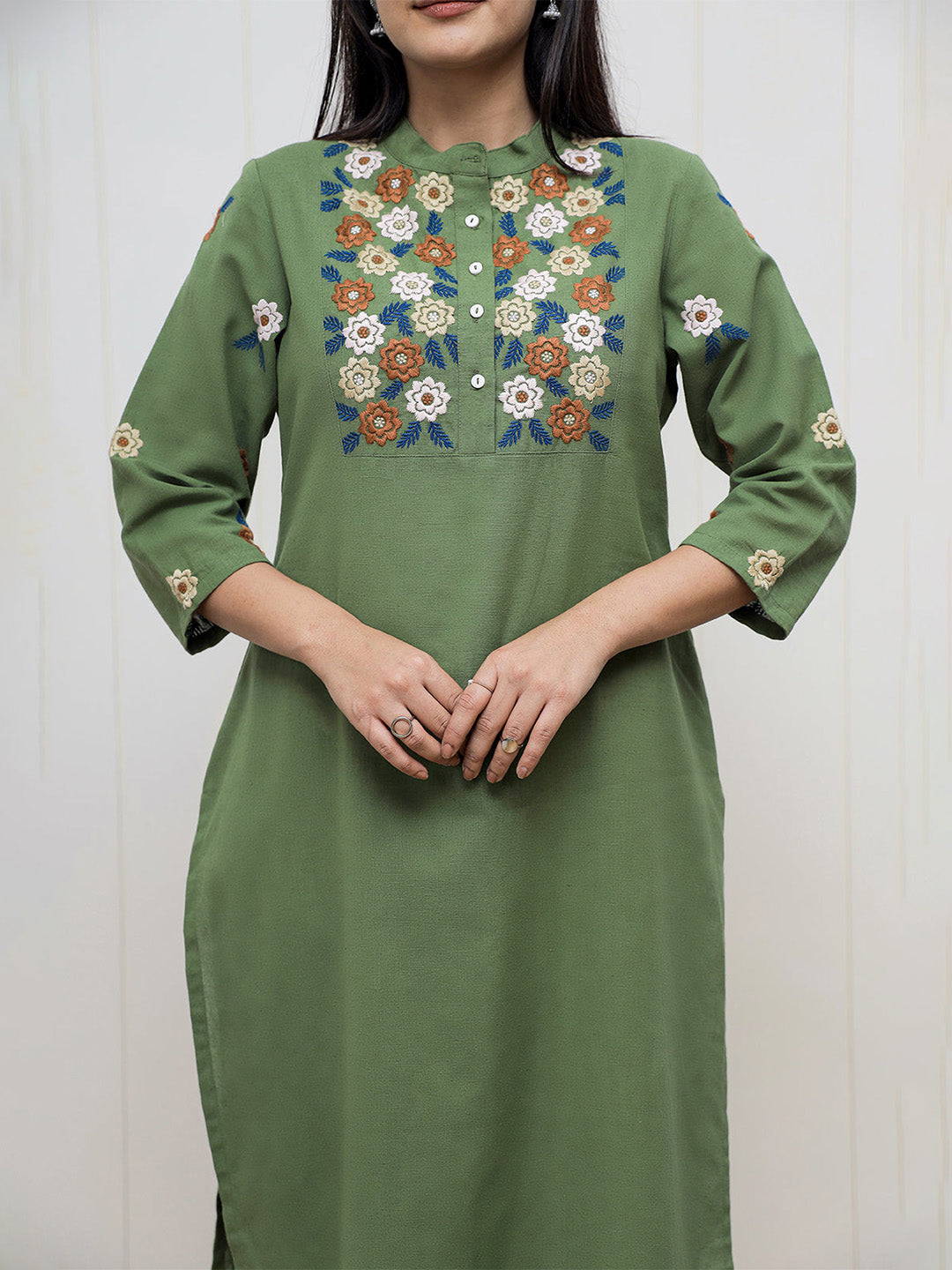 Augustya Green Embroidery Kurta Set