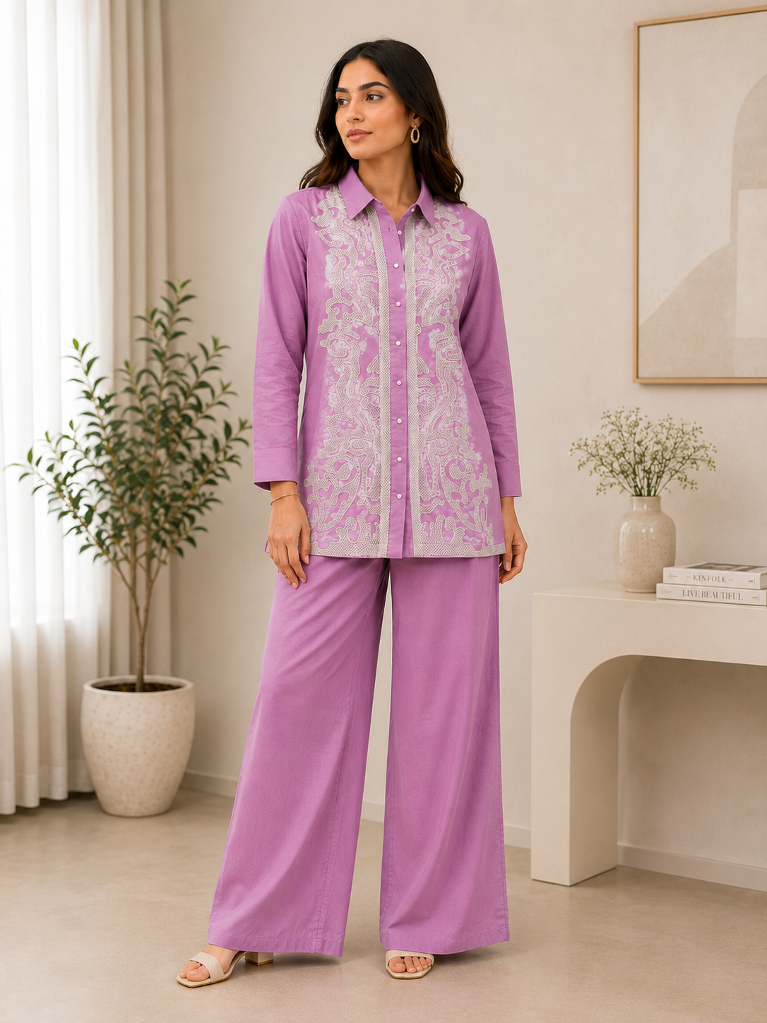 Amisha Pink Embroidery Co-ord set
