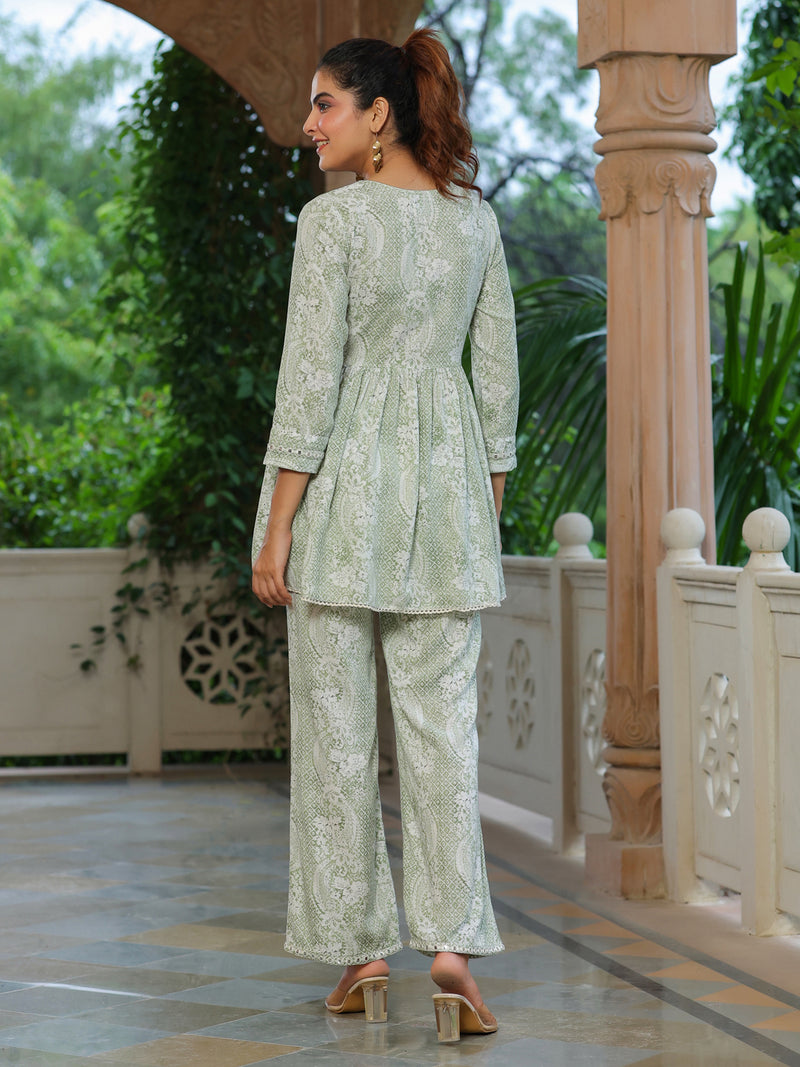 Vidhya printed green co-ord set