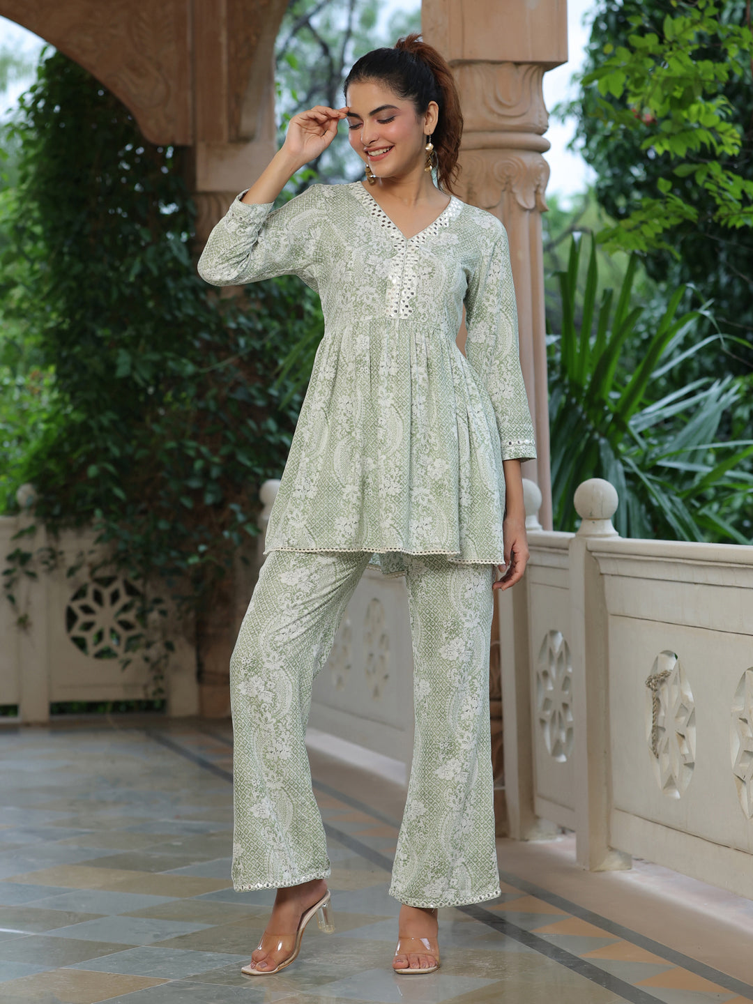 Vidhya Printed Green Co-ord set