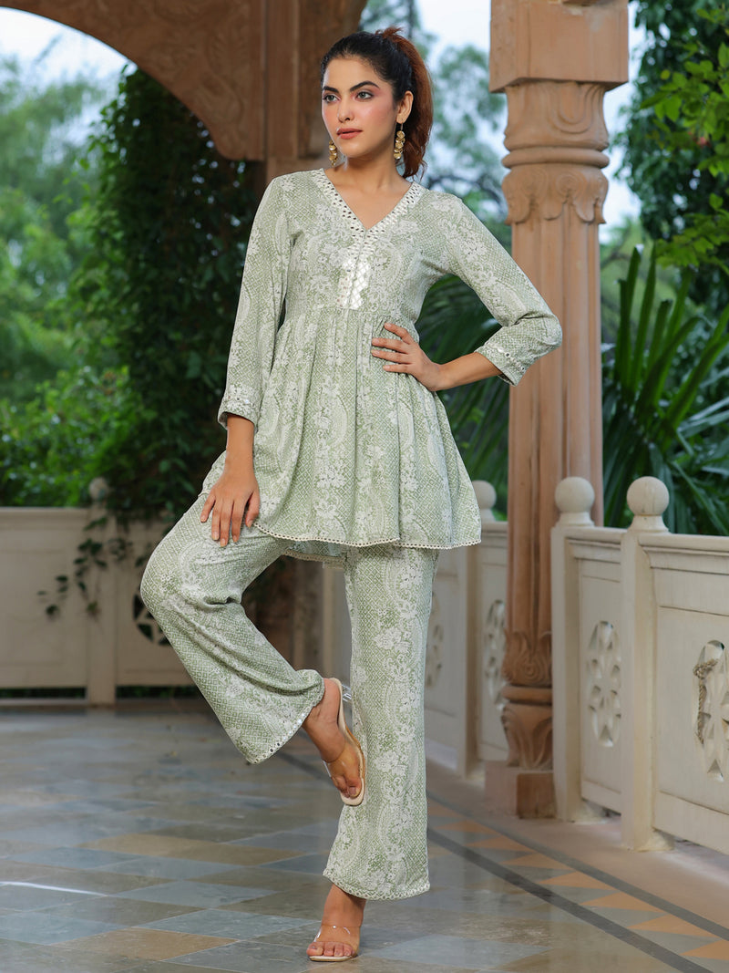 Vidhya printed green co-ord set