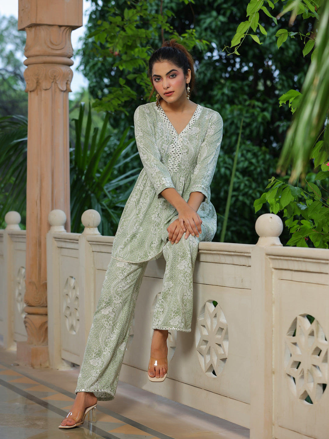 Vidhya printed green co-ord set