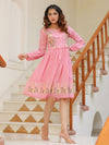 Maria pink embroidered dress