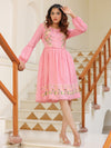 Maria pink embroidered dress