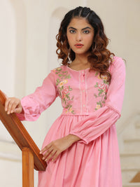 Maria pink embroidered dress