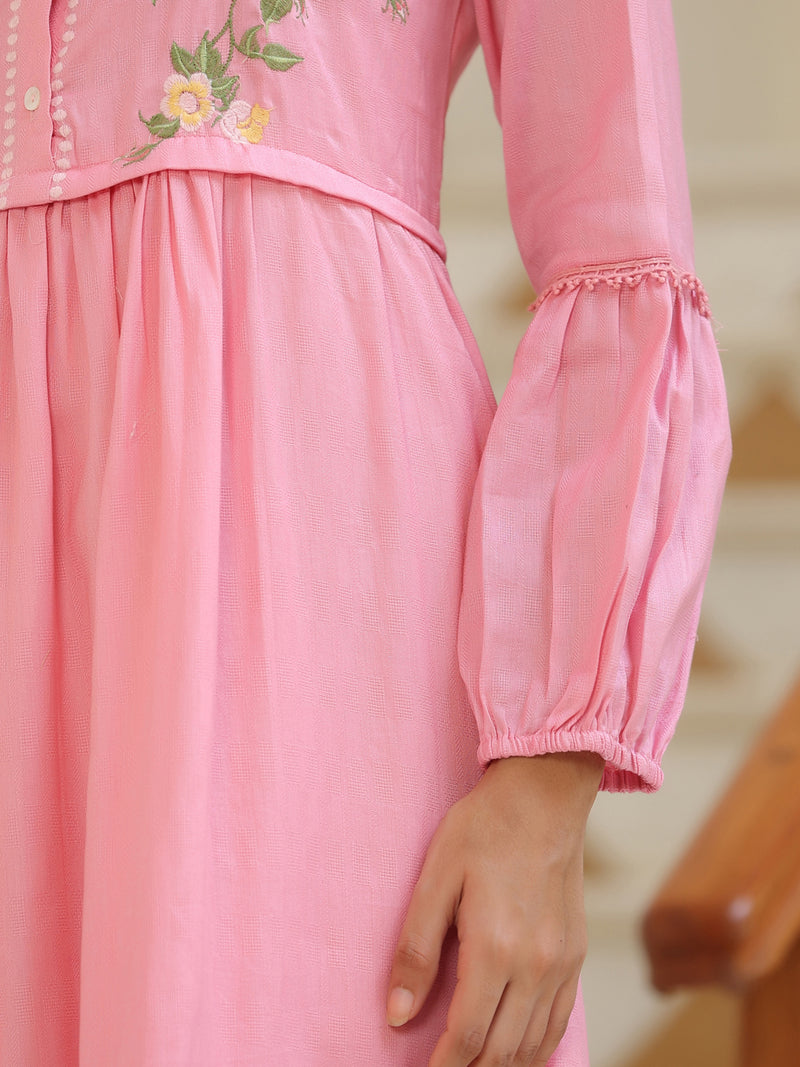 Maria pink embroidered dress