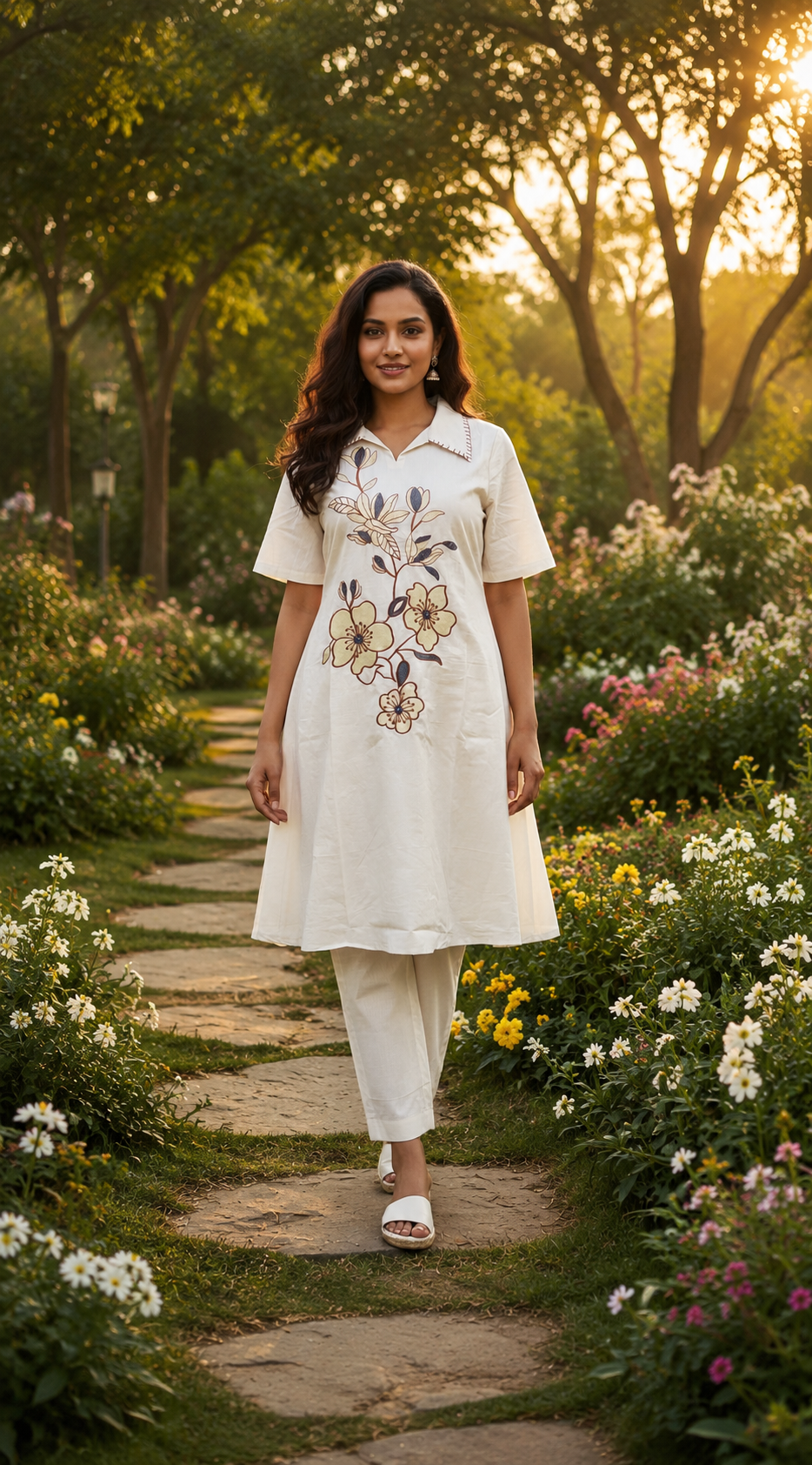 Charm White Embroidery Kurta Set