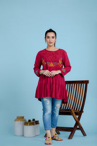 Alani red embroidery top