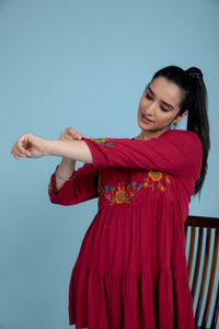 Alani red embroidery top