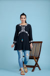 ABBY  BLACK EMBROIDERD TOP