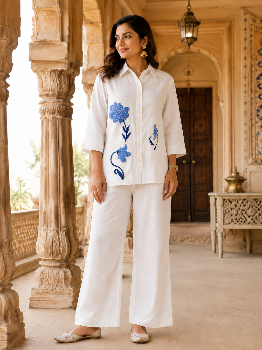 Peony Embroidery Co-ord Set