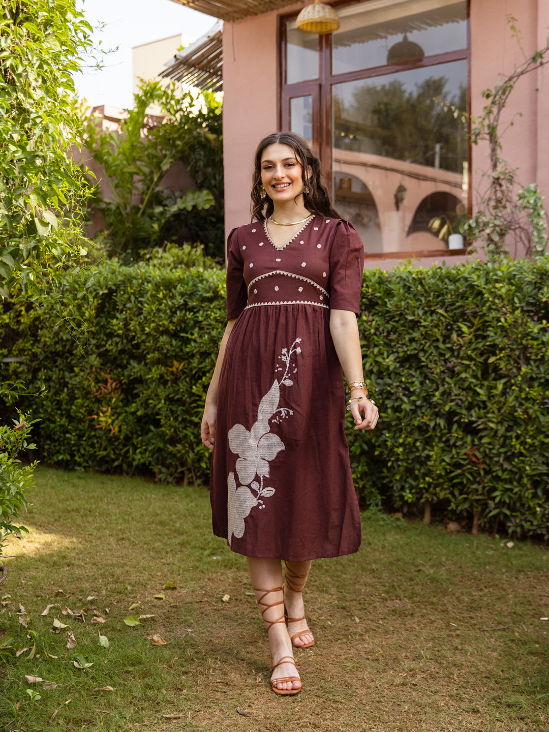 Alen Rust Embroidery Dress