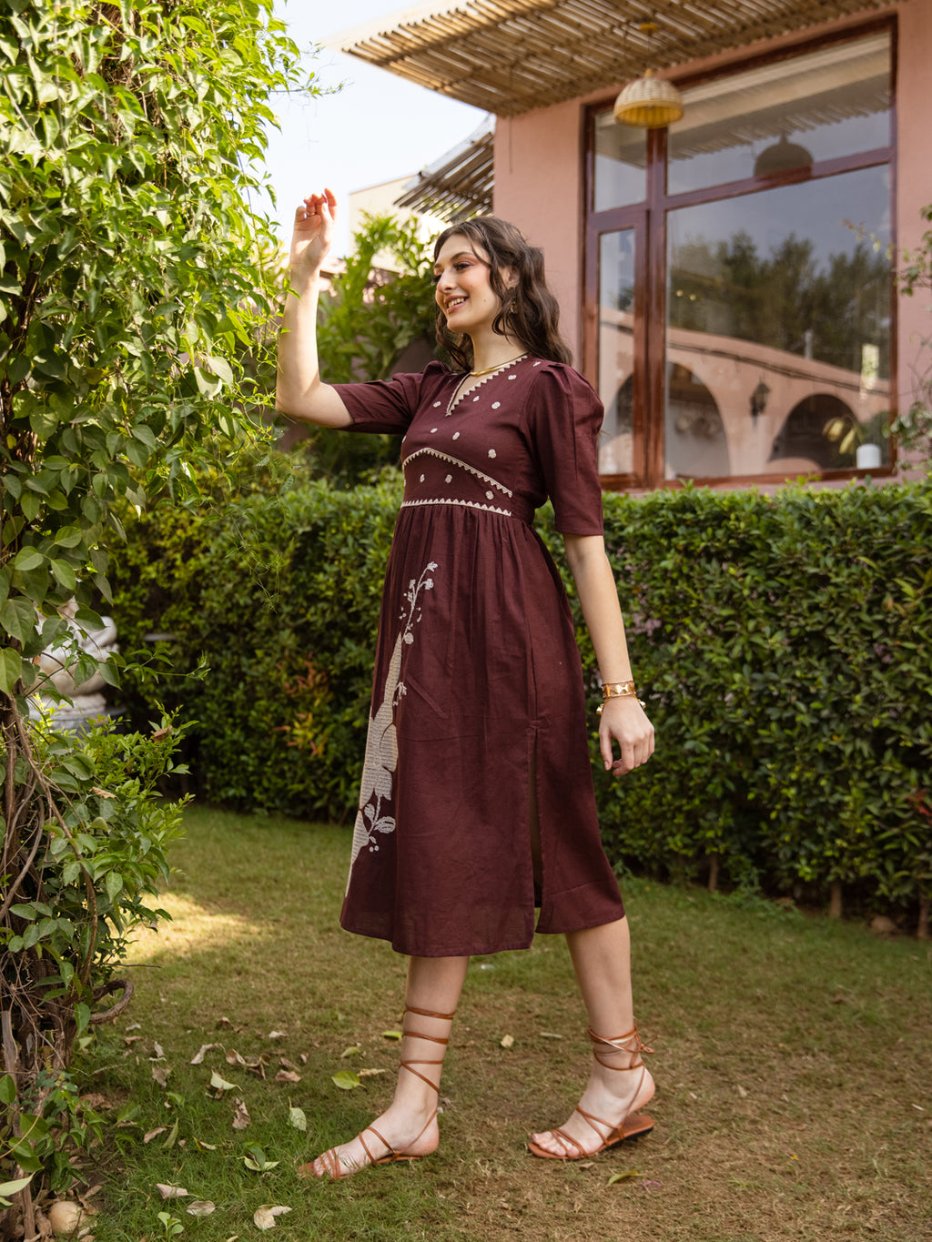 Alen Rust Embroidery Dress