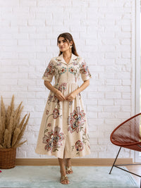 Peas beige embroidery dress