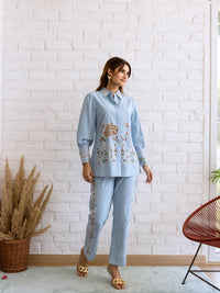 Grayson blue embroidery co-ord set