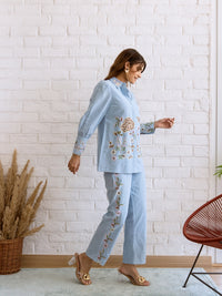 Grayson blue embroidery co-ord set