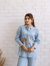 Grayson blue embroidery co-ord set