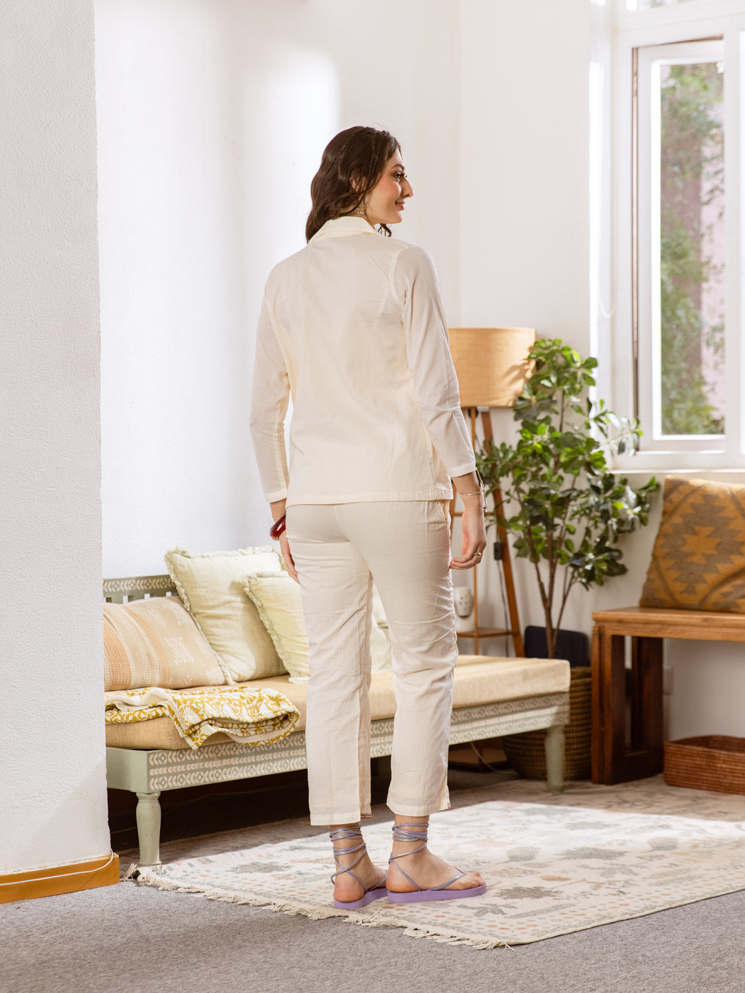 Blazzer -2 Off White Embroidery Co-ord Set