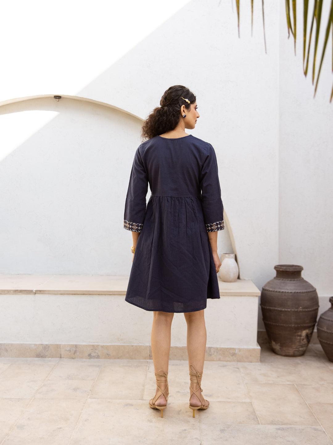 Flex embroidery navy dress