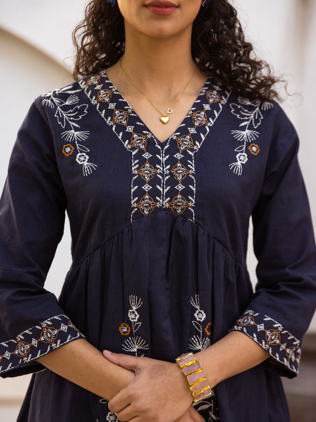 Felix Embroidery Navy Dress