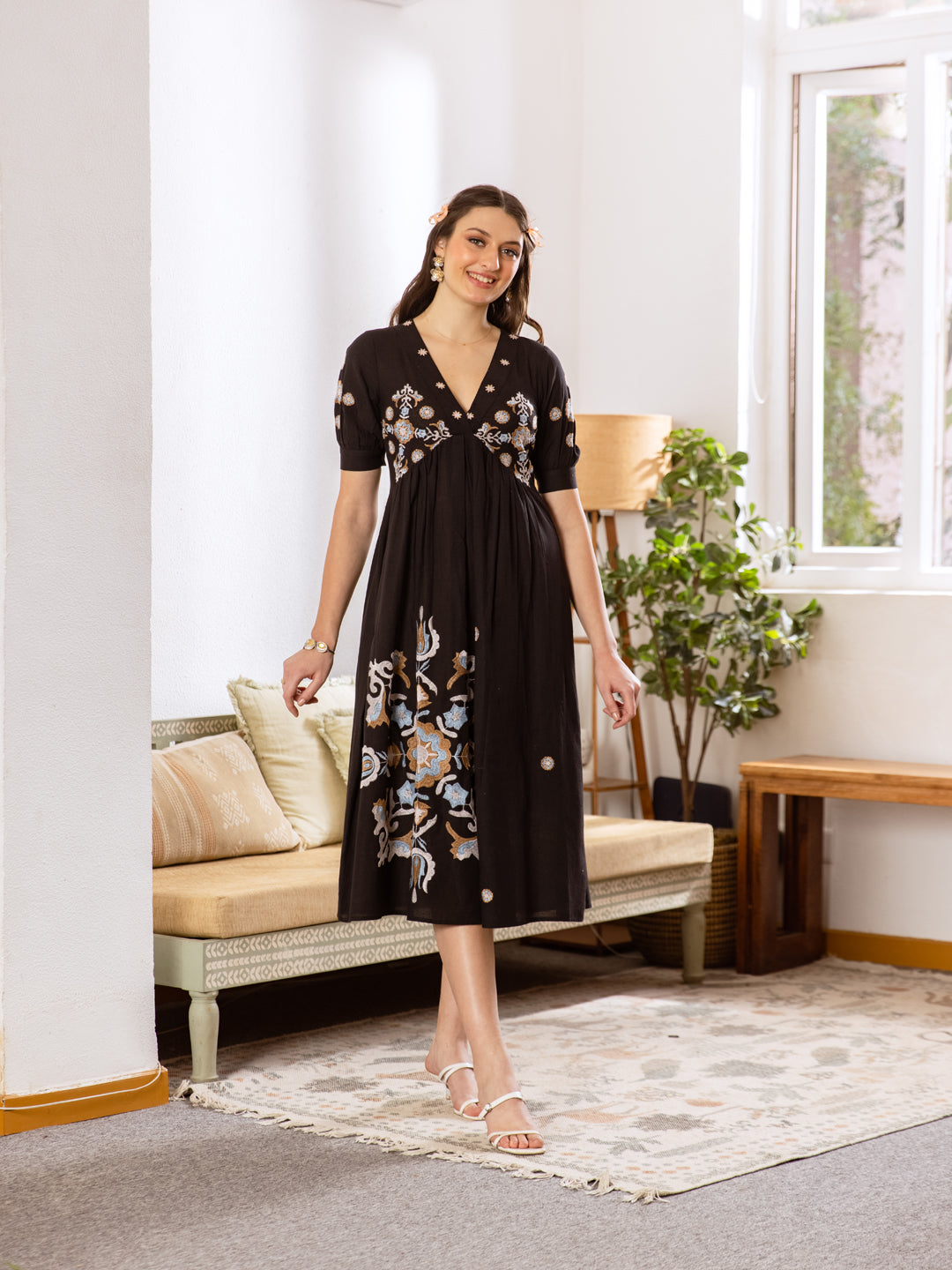 Jordy Black Embroidery Dress