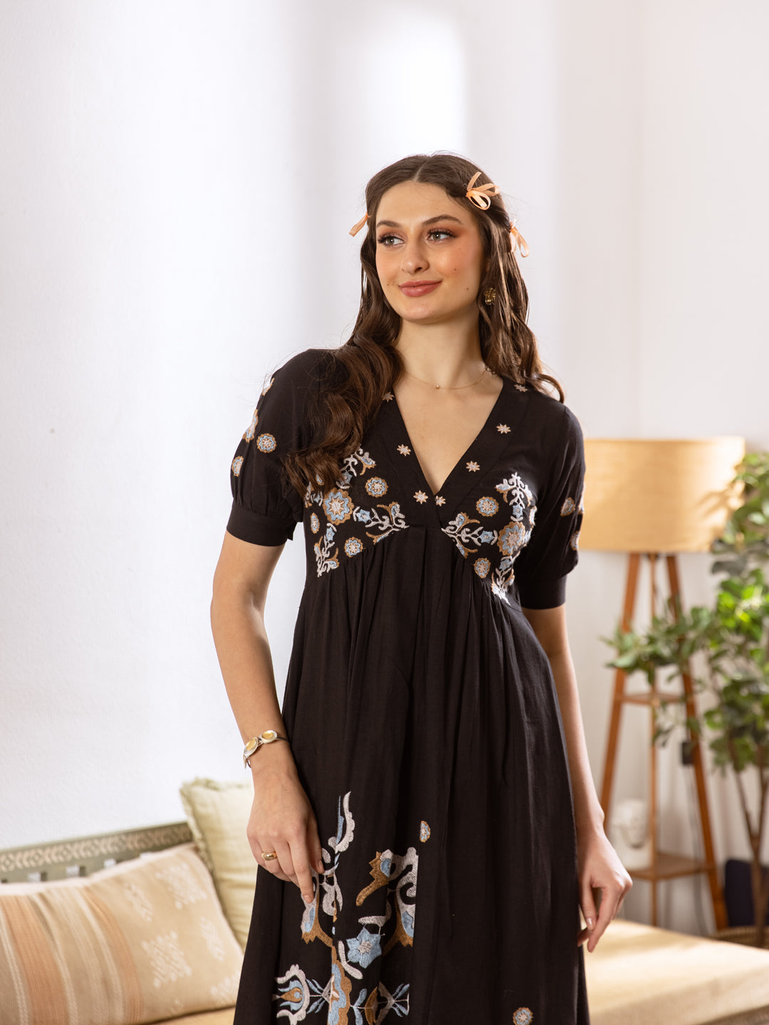 Jordy Black Embroidery Dress