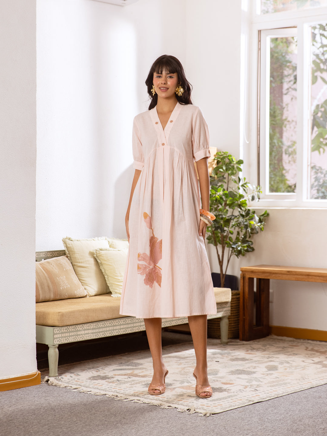 Ellish Pink Embrodery Dress