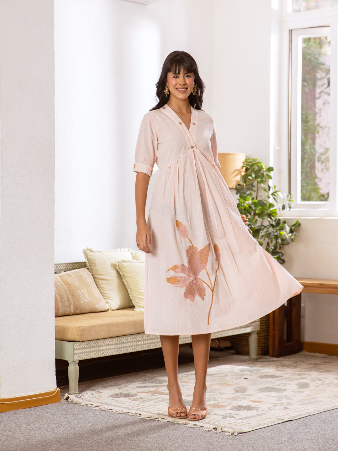 Ellish Pink Embrodery Dress