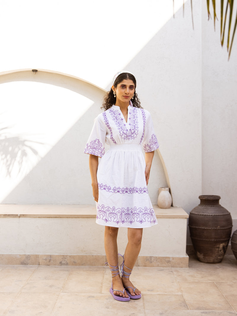 Anna embroidery white dress