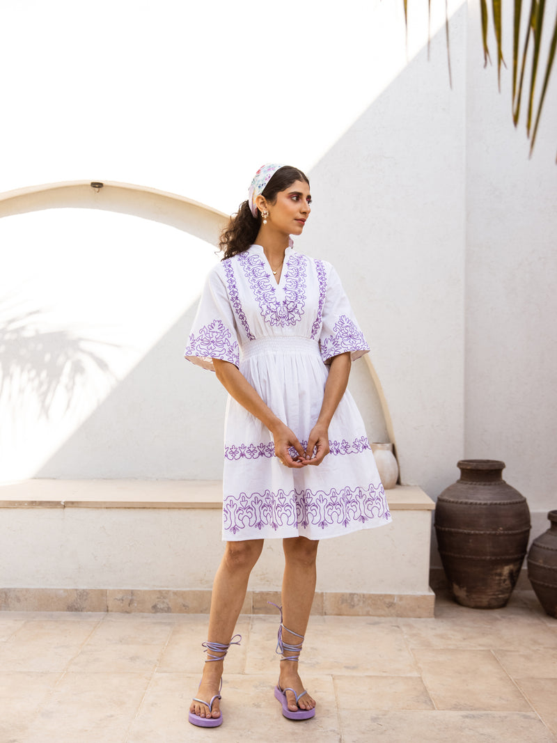 Anna embroidery white dress