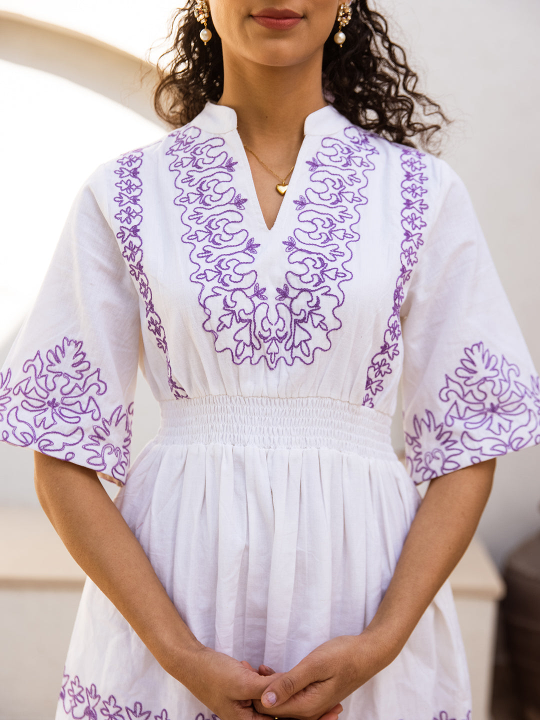 Anna Embroidery White Dress