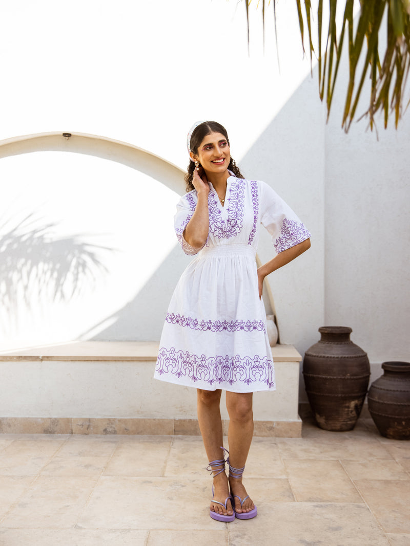 Anna embroidery white dress