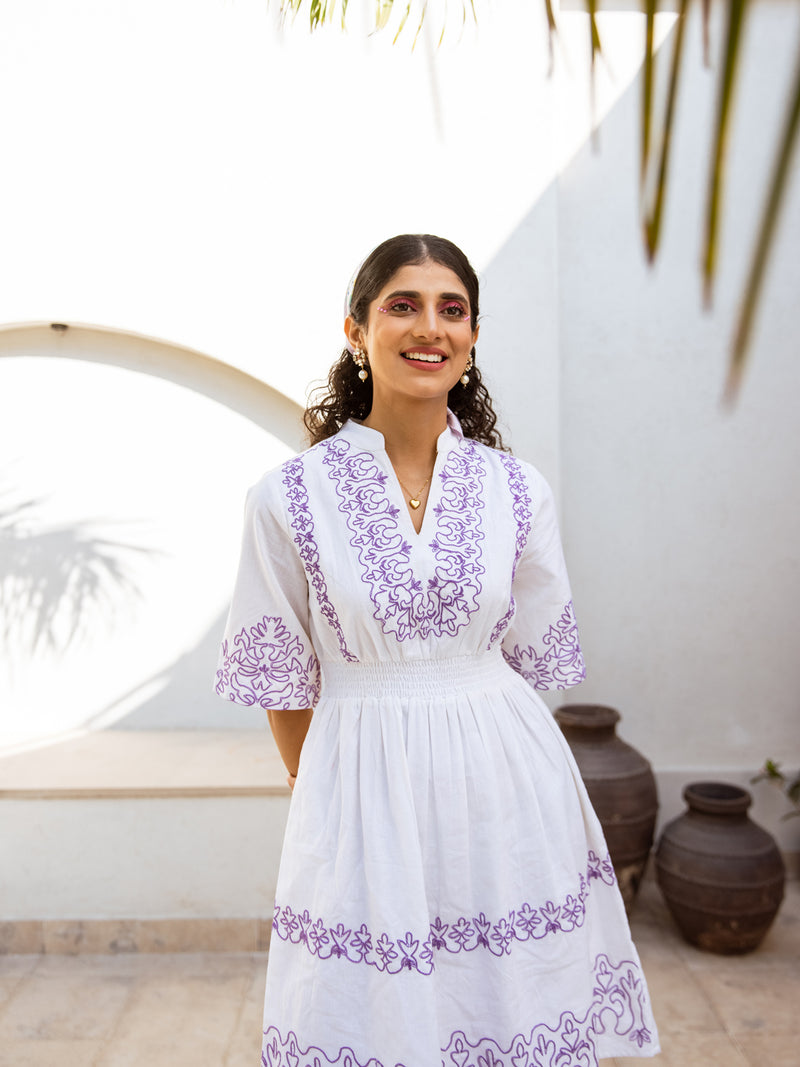 Anna embroidery white dress