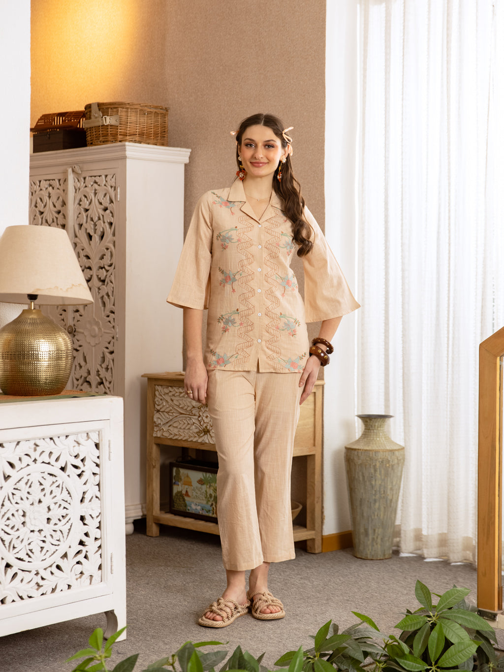 Robini Beige Embroidery Dress