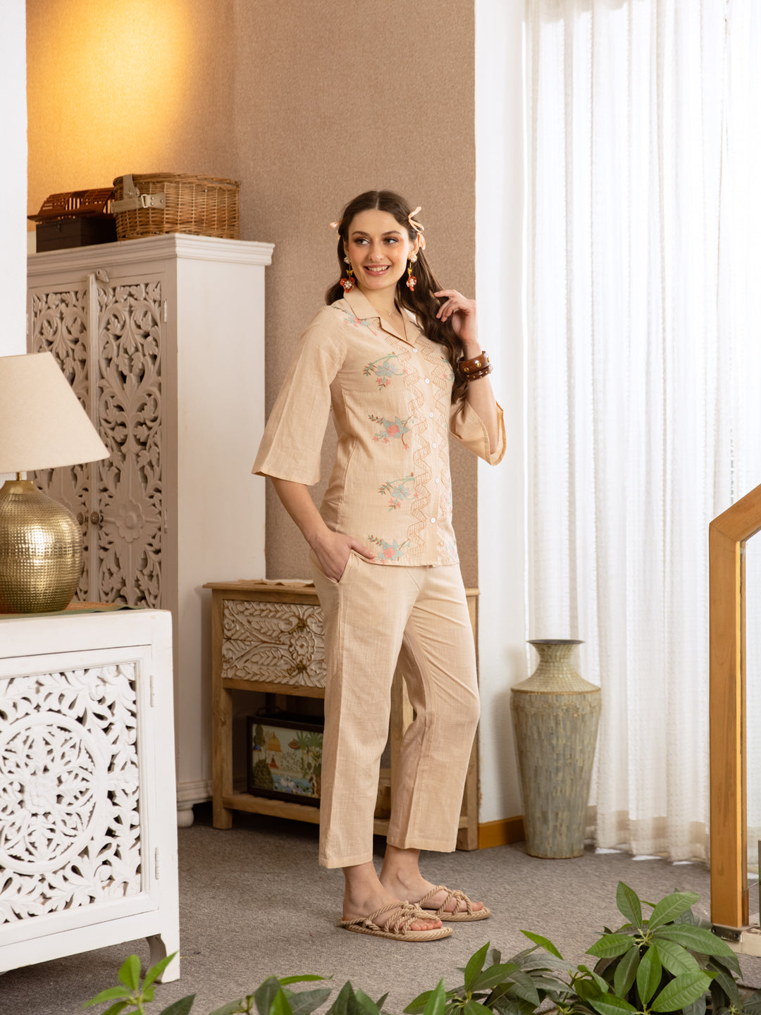 Robini Beige Embroidery Dress