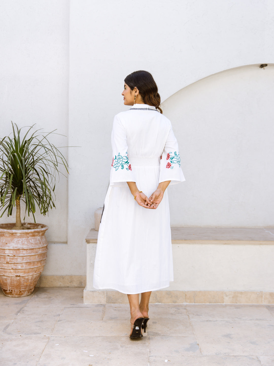 Farida White Embroidery Dress