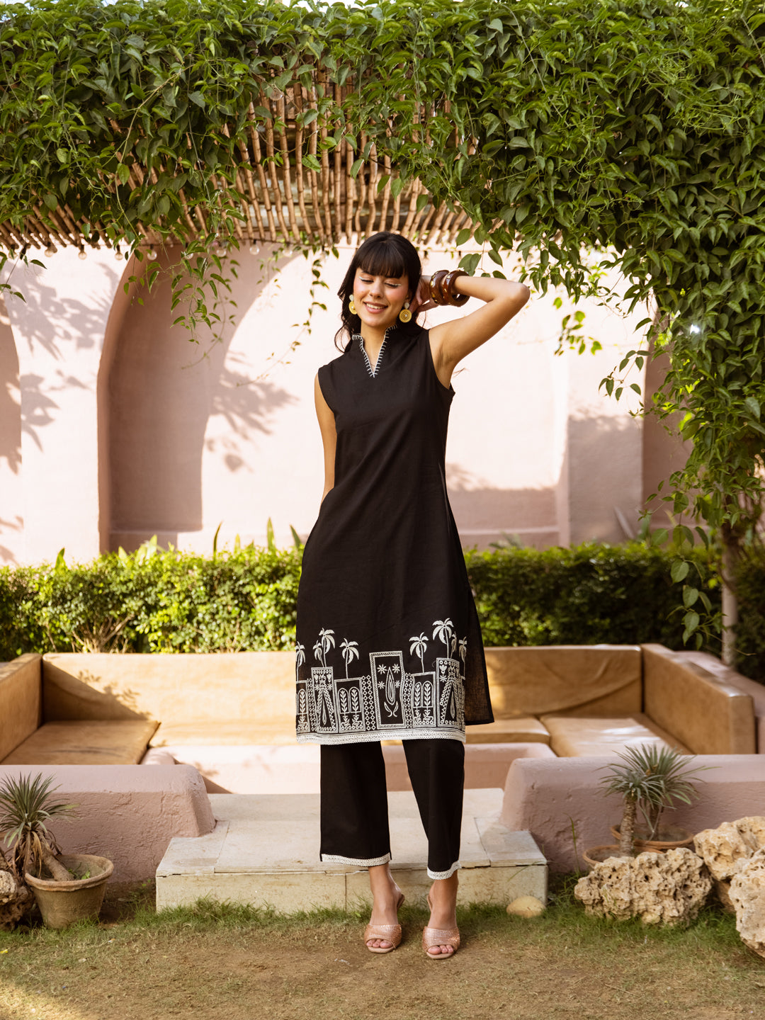 Curry Embroidery Kurta Set