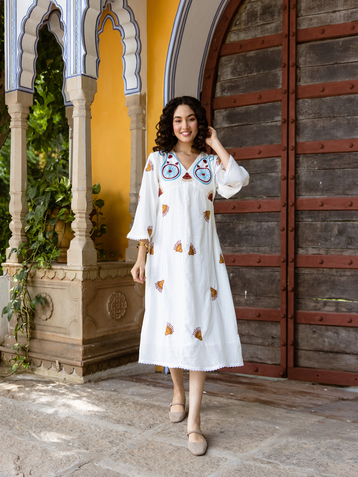 Bold White Embroidery Dress