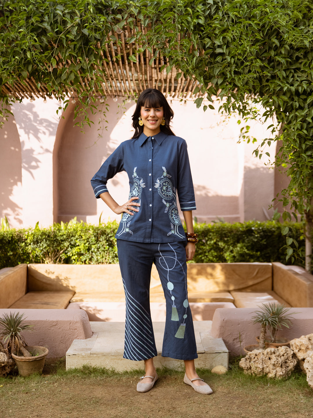 Gemma Blue Embroidery Co-ord set