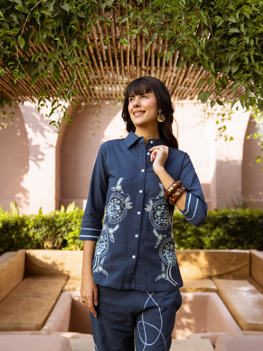 Gemma Blue Embroidery Co-ord set