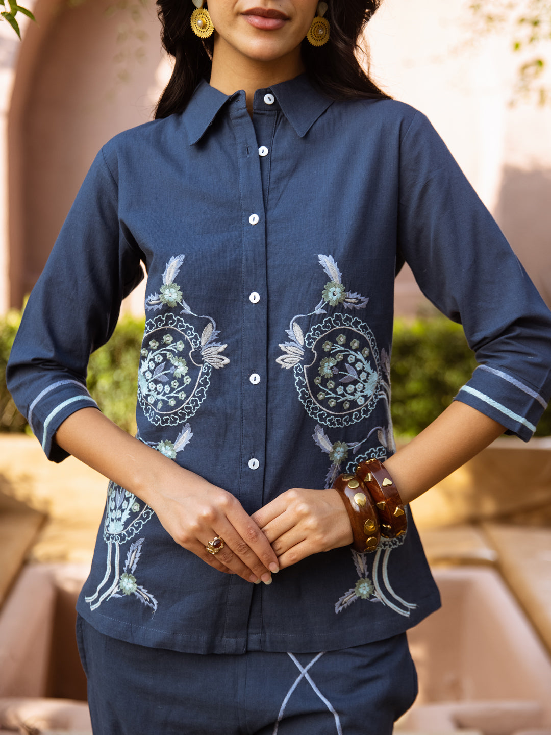 Gemma Blue Embroidery Co-ord set