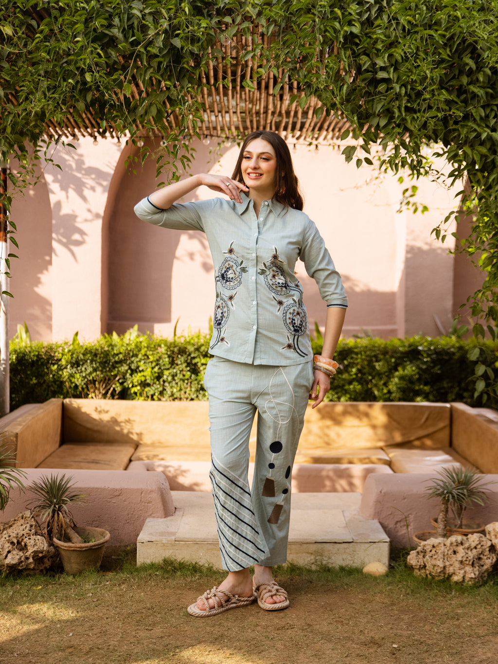 Gemma Sage Green  Embroidery Co-ord set