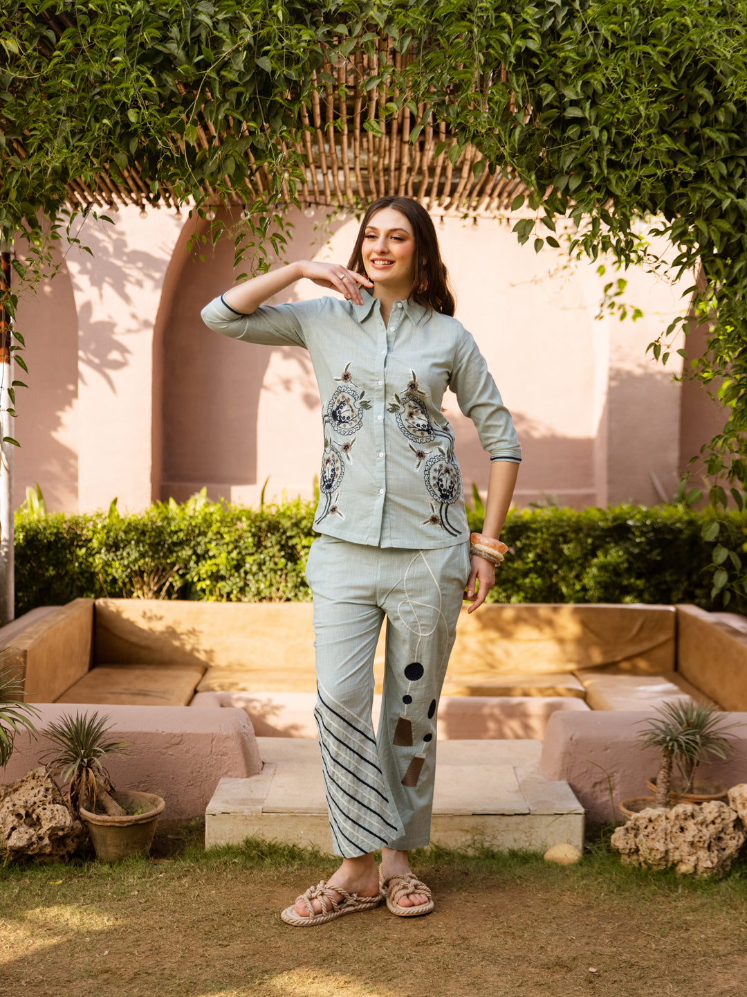 Gemma Sage Green  Embroidery Co-ord set