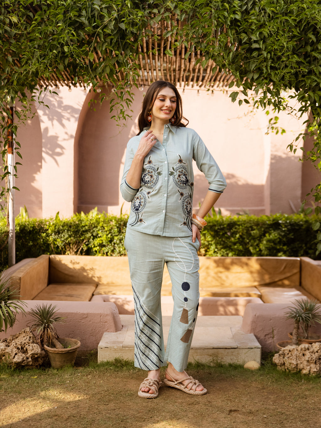 Gemma Sage Green  Embroidery Co-ord set