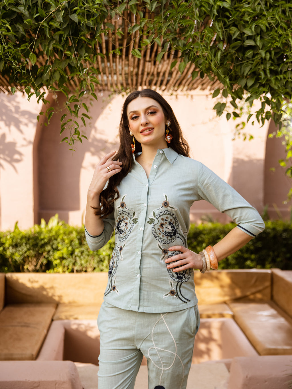 Gemma Sage Green  Embroidery Co-ord set