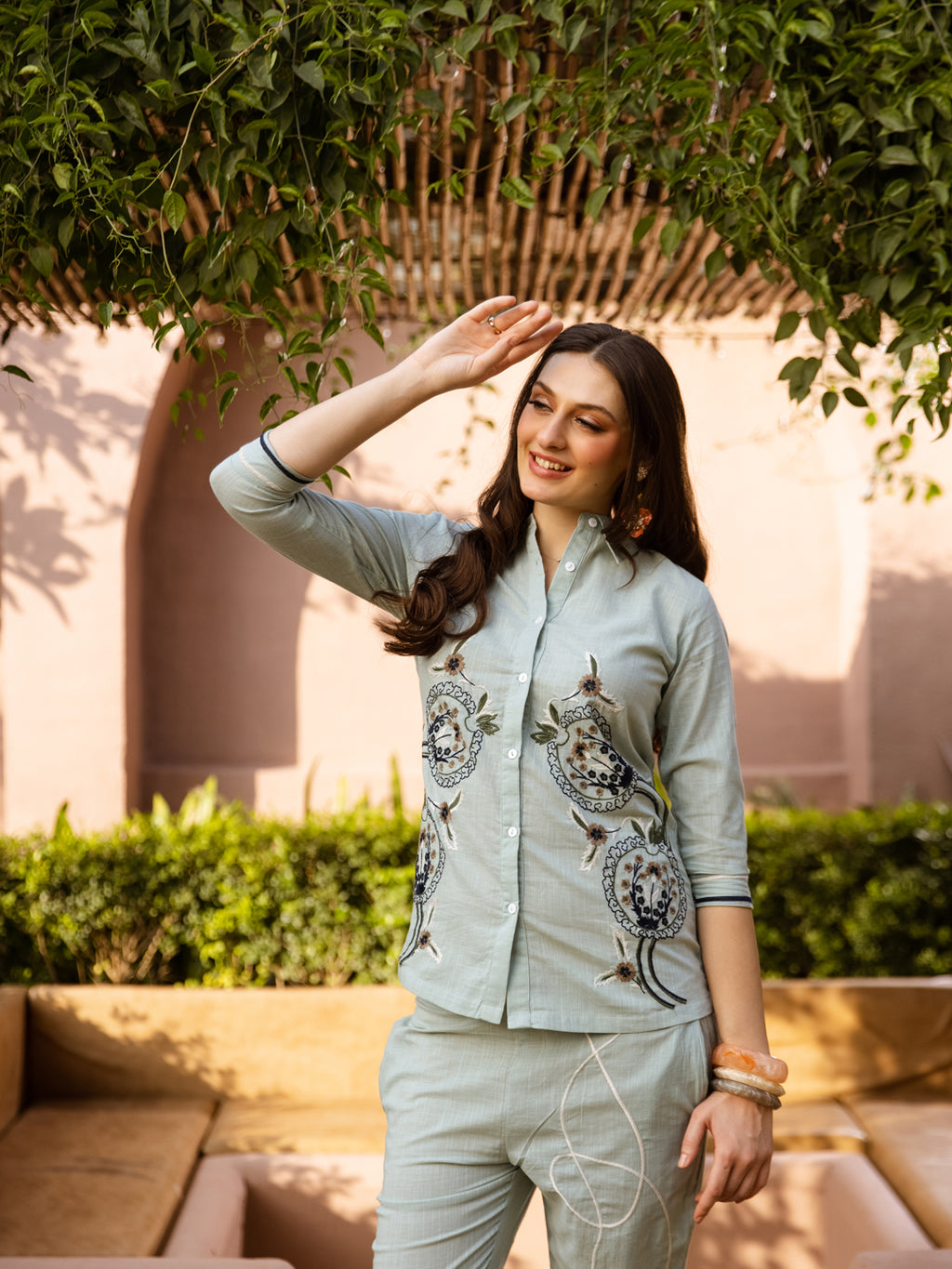 Gemma Sage Green  Embroidery Co-ord set