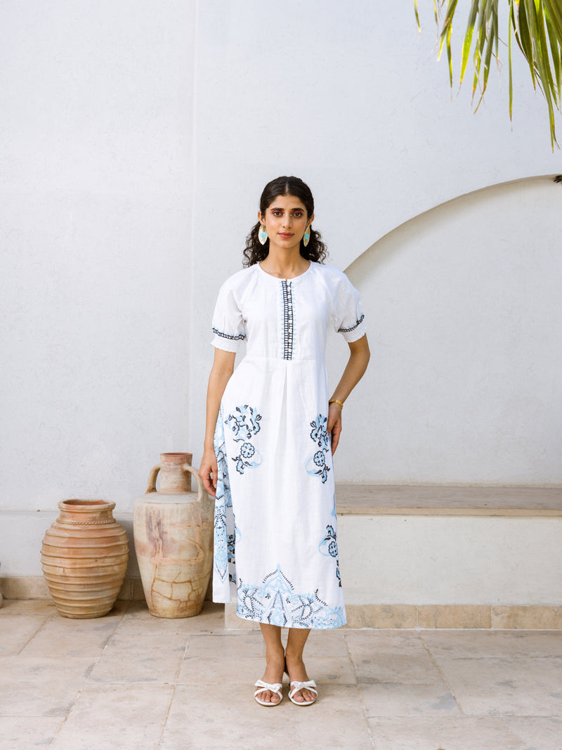 Denny embroidered white dress